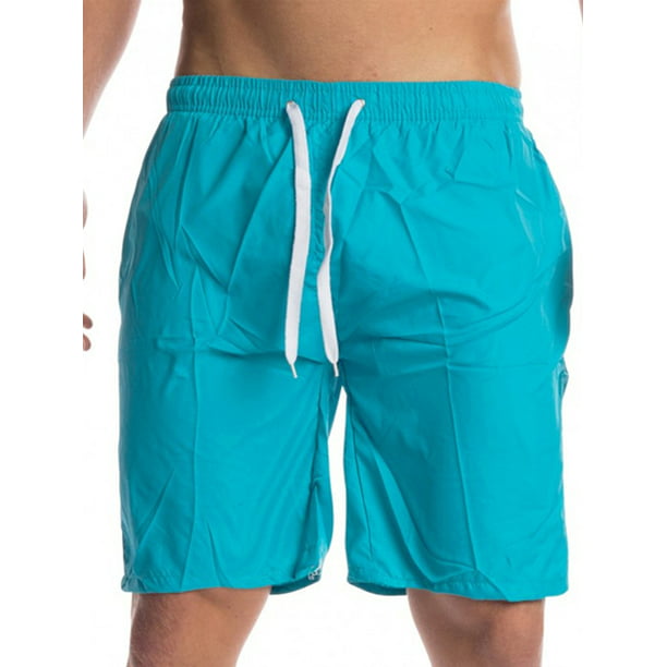 BU2H Men Elastic Waist Open Bottom Drawstring Casual Beach Shorts Boardshort 